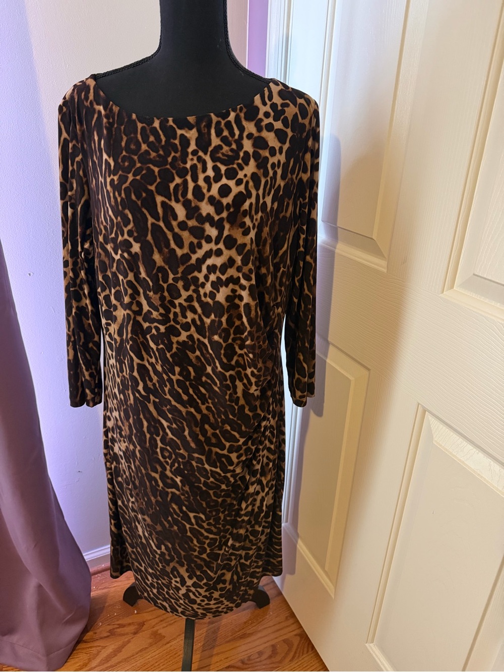 Lauren Ralph Lauren Leopard Print Ruched Dress Size 16W